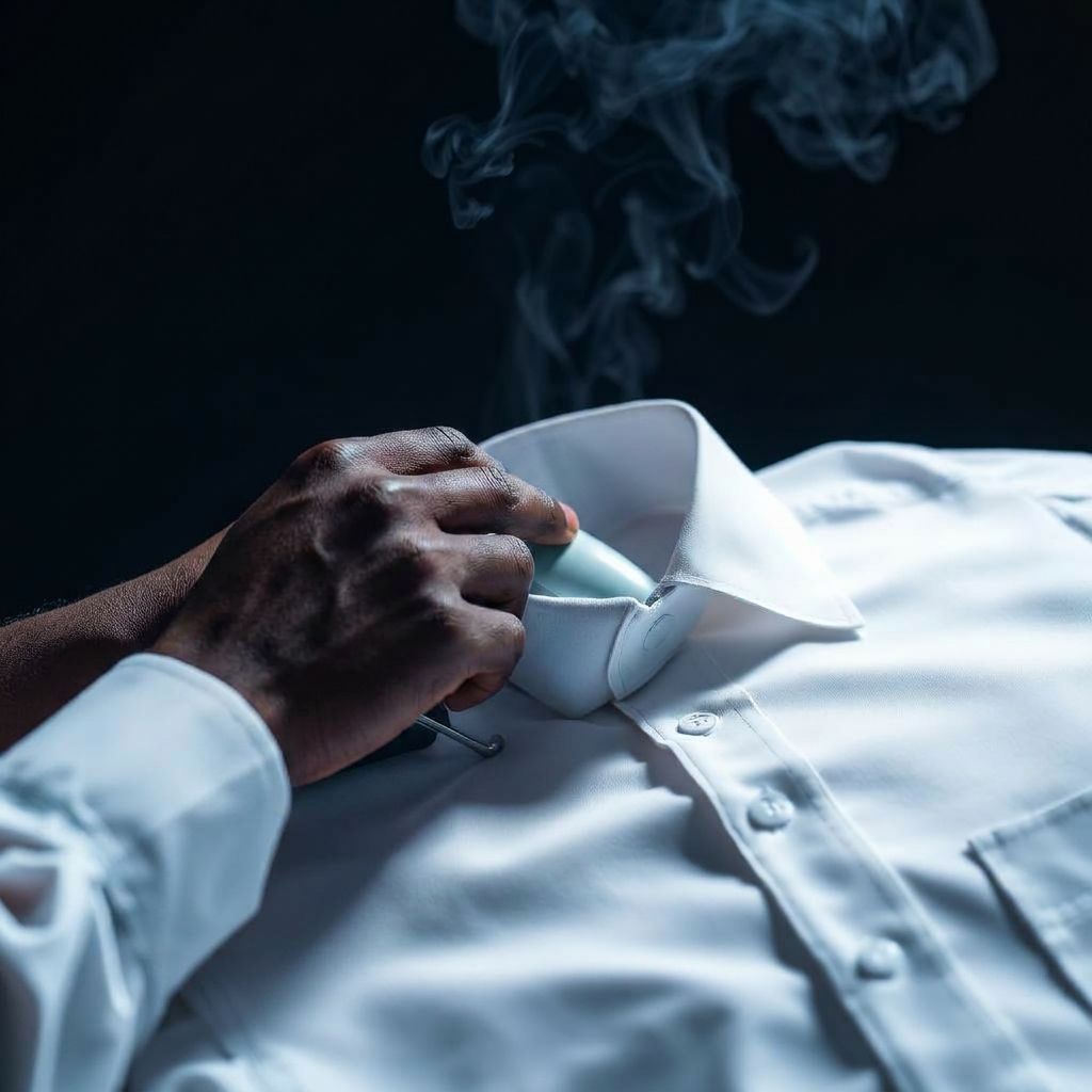 Ironing a white shirt